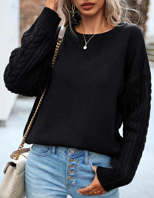 Load image into Gallery viewer, O Neck Long Sleeve Solid Color Knitted Tops For Ladies Fashion Causal
