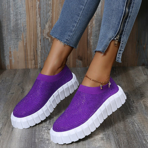 Load image into Gallery viewer, 2022 Bling Bling Female Mesh Platform Vulcanized Shoes
