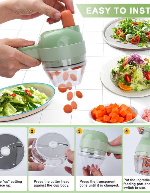 Load image into Gallery viewer, Portable Handheld 4 in 1 Electric Vegetable Slicer
