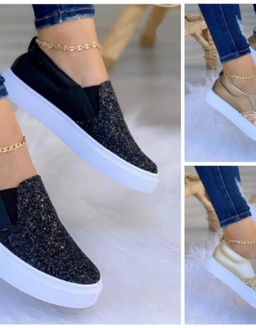 Load image into Gallery viewer, Moccasins Crystal Flat Female Loafers Shoes Gold/Black/Rose Gold
