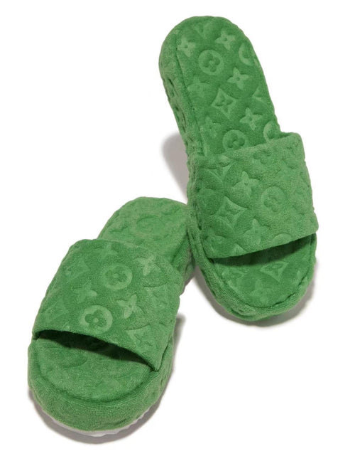 Load image into Gallery viewer, Flower Slides Fur Slippers for Women Orange/Pink/Green/Black
