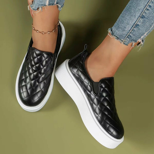 Load image into Gallery viewer, Slip-on Flats Loafers Lightweight  Casual Platform Shoes White/Black
