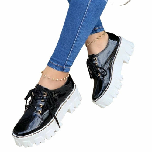 Load image into Gallery viewer, Thick Heel Increased Flat Platform Oxford Women Shoes Red/Black/Pink
