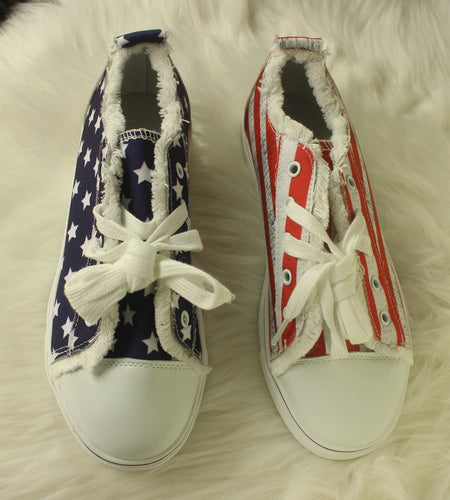 Star Striped Lace Up Sneakers Round Toe Casual Shoes