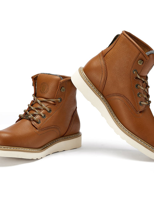 Load image into Gallery viewer, ROCKROOSTER Roberta Men&#39;s Safety Water Resistant Tan Leather Wedge
