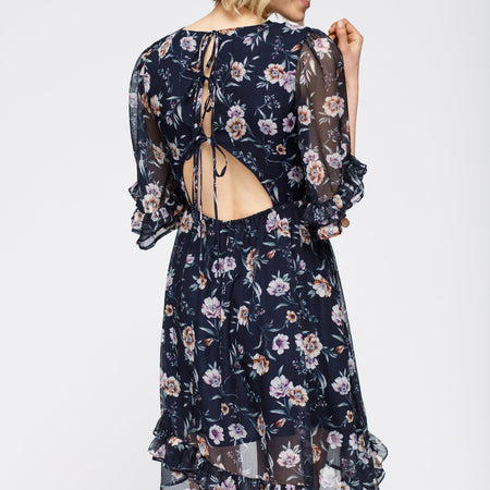 Wax Flower Asymmetrical Hi-Lo Dress