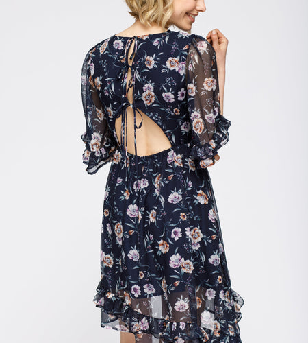 Wax Flower Asymmetrical Hi-Lo Dress