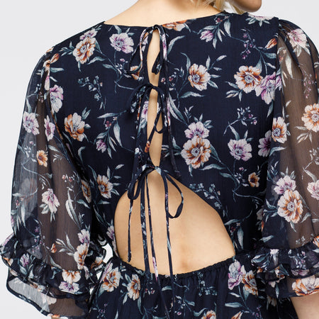 Wax Flower Asymmetrical Hi-Lo Dress