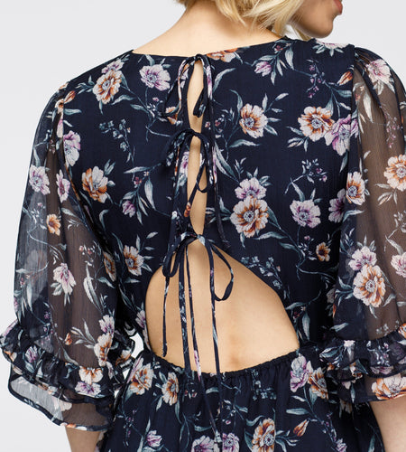 Wax Flower Asymmetrical Hi-Lo Dress