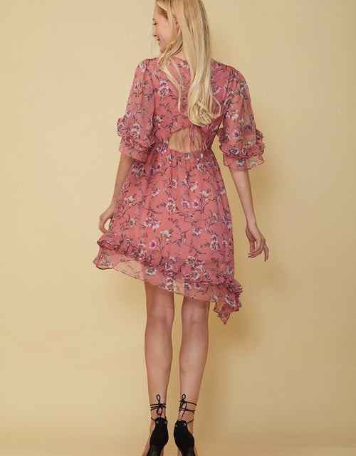 Load image into Gallery viewer, Wax Flower Asymmetrical Hi-Lo Dress
