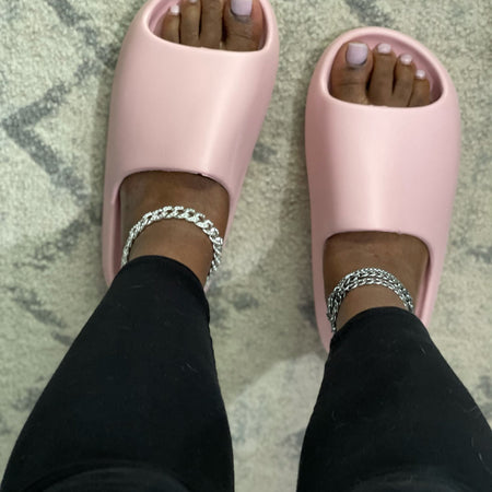 2021 Pink Home Women Heel Slippers Thick Bottom Serrated Sole Non Slip