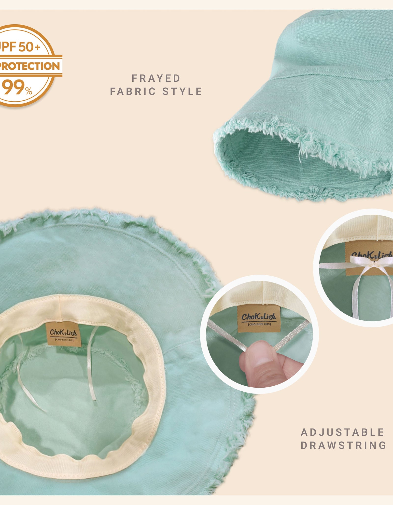 Wide Brim Frayed Bucket Hat