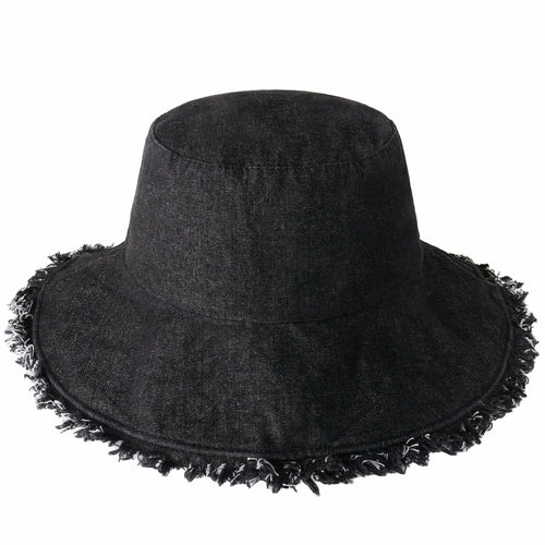 Load image into Gallery viewer, Wide Brim Frayed Bucket Hat
