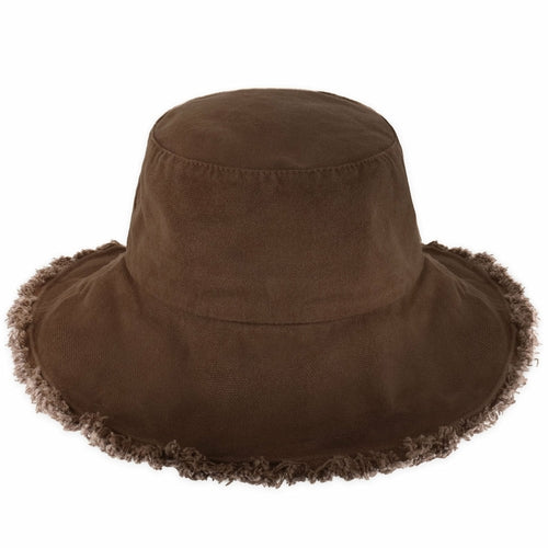 Load image into Gallery viewer, Wide Brim Frayed Bucket Hat
