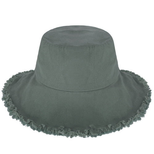 Load image into Gallery viewer, Wide Brim Frayed Bucket Hat
