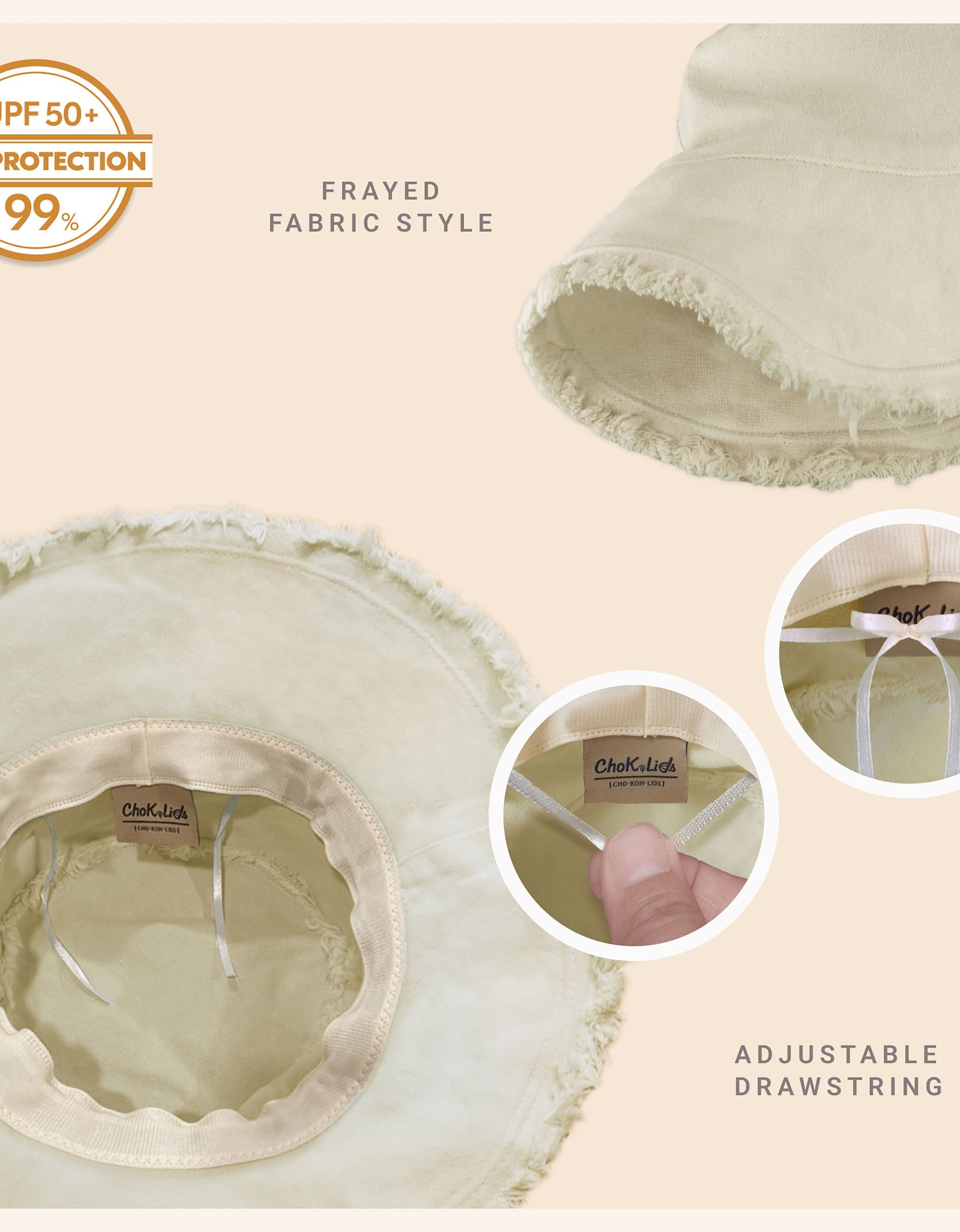 Wide Brim Frayed Bucket Hat