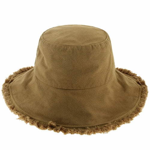 Load image into Gallery viewer, Wide Brim Frayed Bucket Hat
