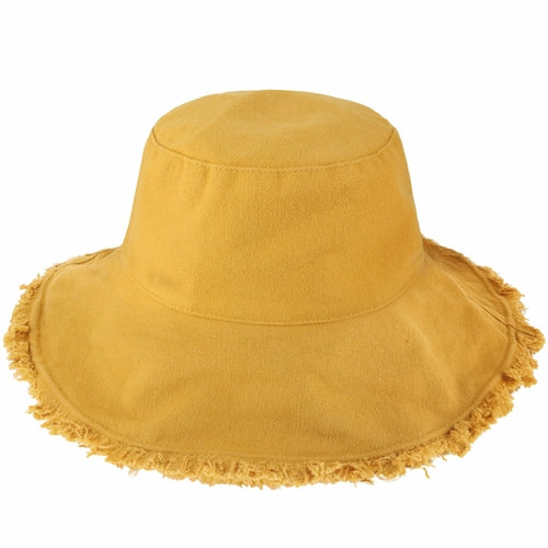 Load image into Gallery viewer, Wide Brim Frayed Bucket Hat
