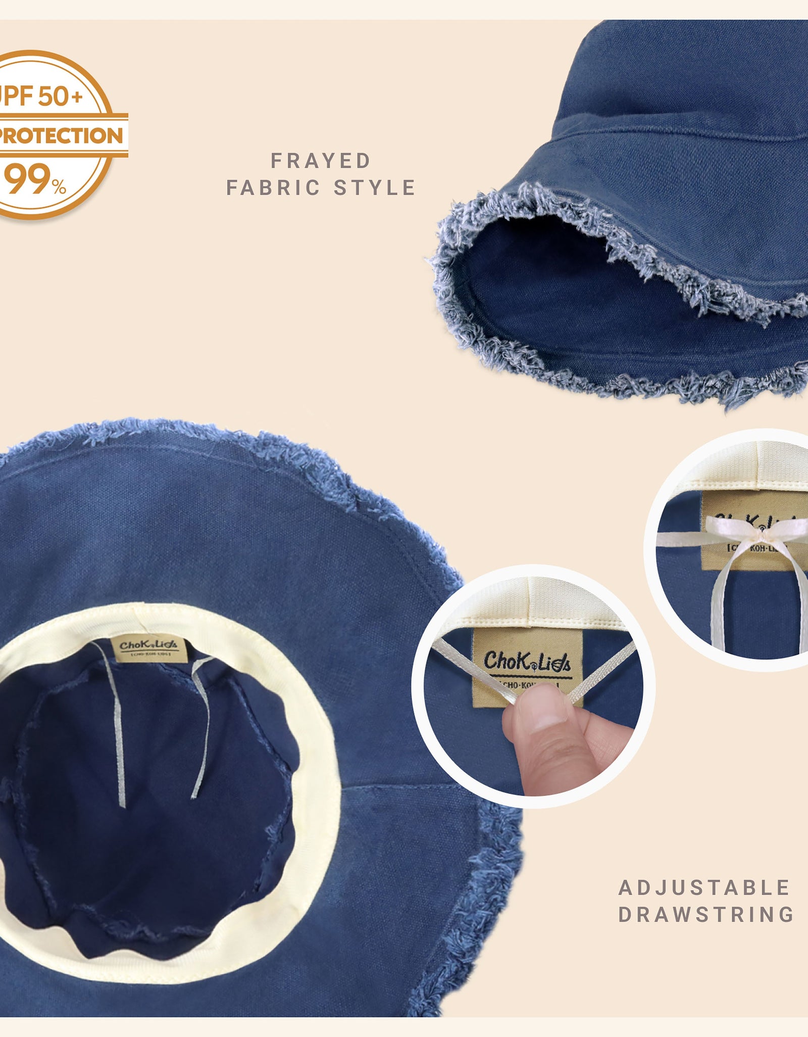 Wide Brim Frayed Bucket Hat