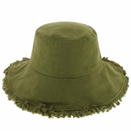 Load image into Gallery viewer, Wide Brim Frayed Bucket Hat
