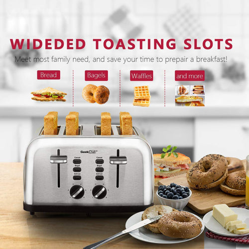 Load image into Gallery viewer, Mini Toaster Stainless Steel Extra-Wide Slot with Multifunction
