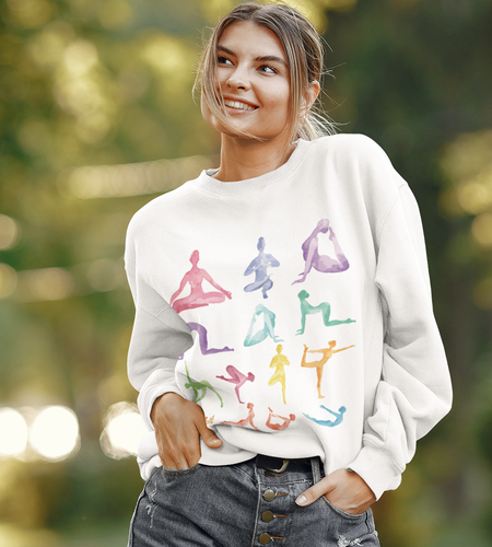 Yoga Theme Crewneck Sweatshirt