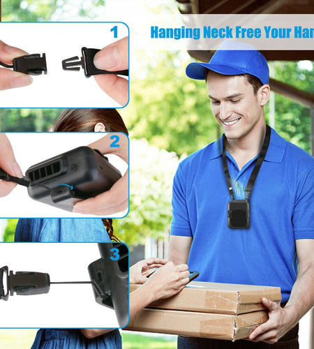 Portable Compact Cooling Fan Hanging Handsfree with Waist Clip
