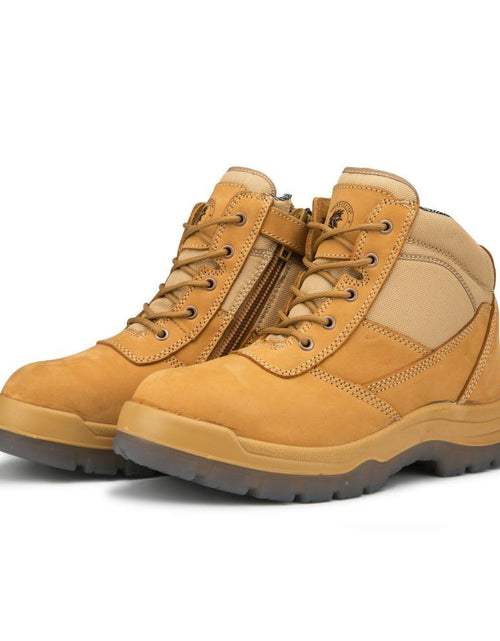 Load image into Gallery viewer, RockRooster Tan 6 Inch Zip-sided Steel toecap Leather Work Boots AK050
