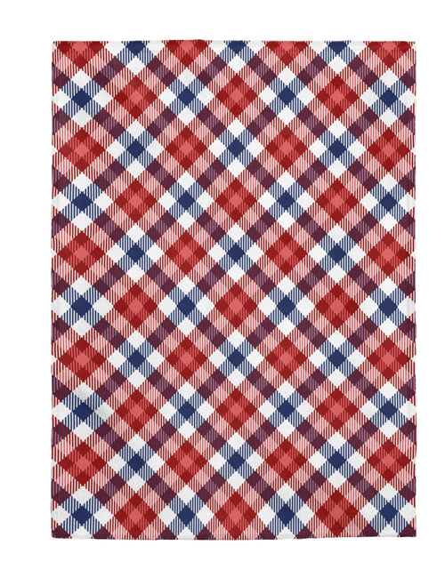 Load image into Gallery viewer, Red and Blue Plaid Plush Blanket Throw
