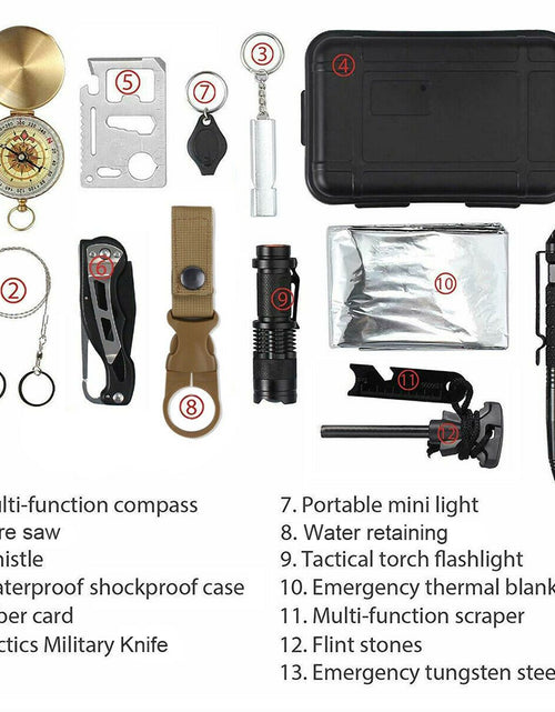 Load image into Gallery viewer, 14 in 1 Outdoor Emergency Survival And Safety Gear Kit Camping
