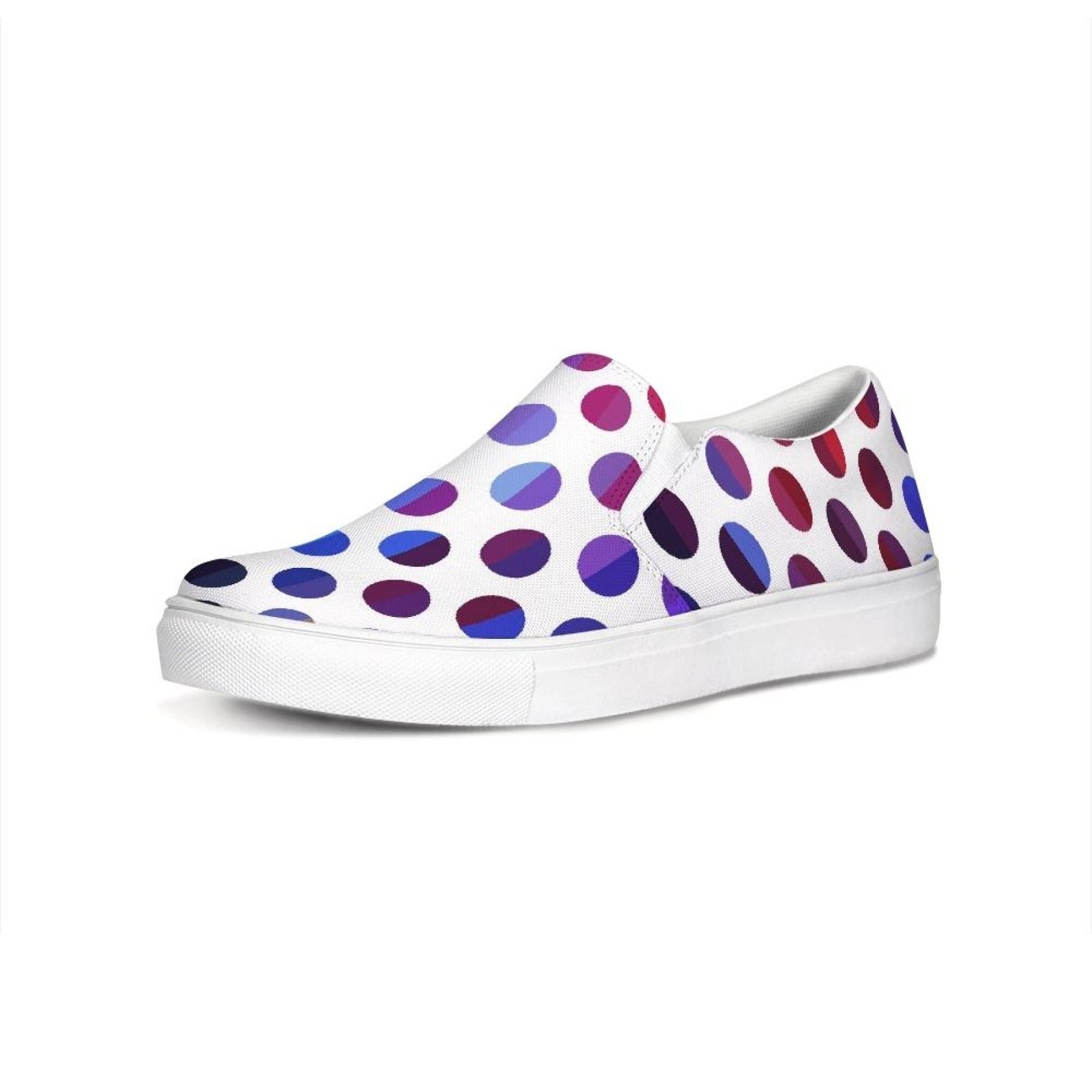 Athletic Sneakers, Low Cut Polka Dot Canvas Slip-On Sports Shoes