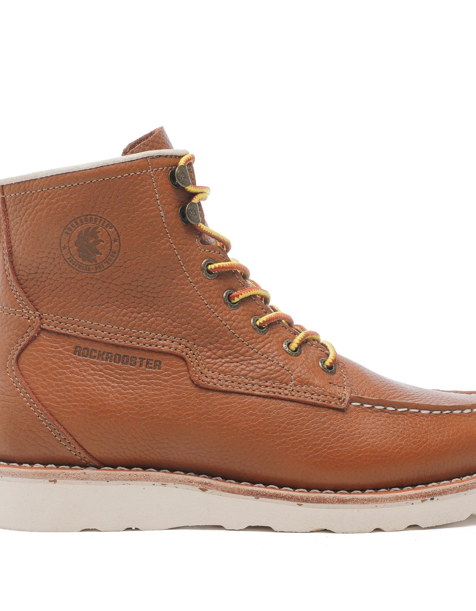 ROCKROOSTER Norwood Men's 6 inch Brown soft toe wedge work boots with