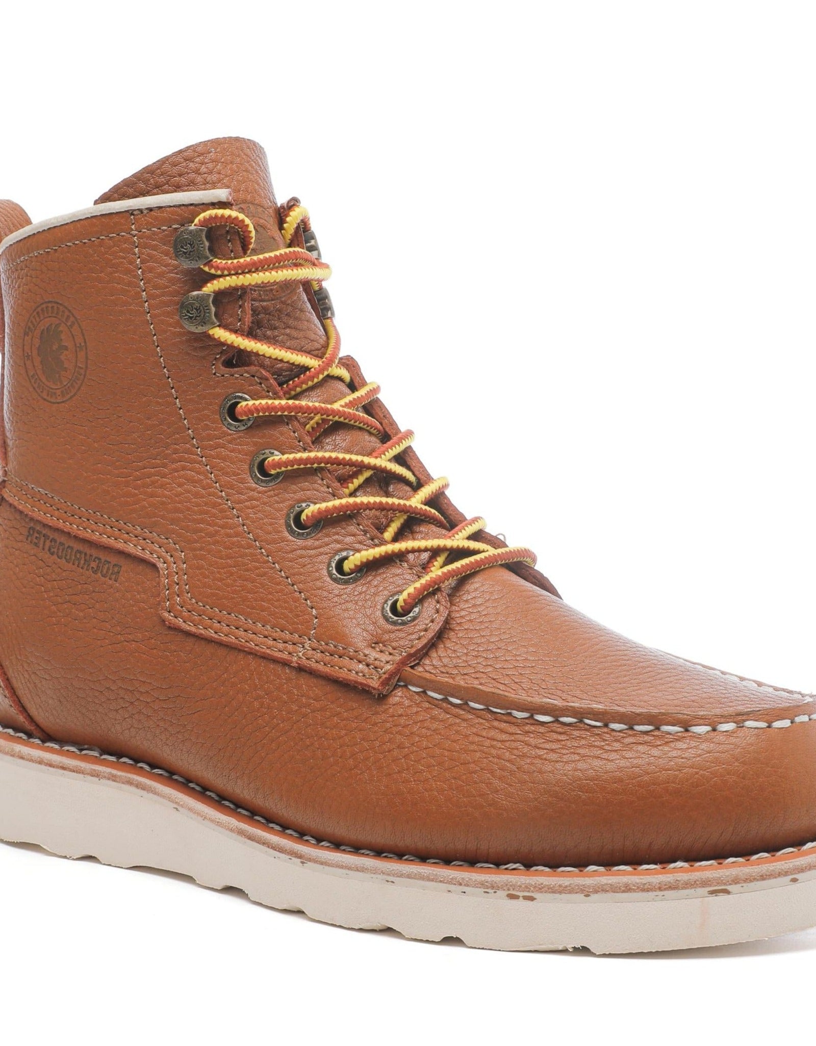 ROCKROOSTER Norwood Men's 6 inch Brown soft toe wedge work boots with