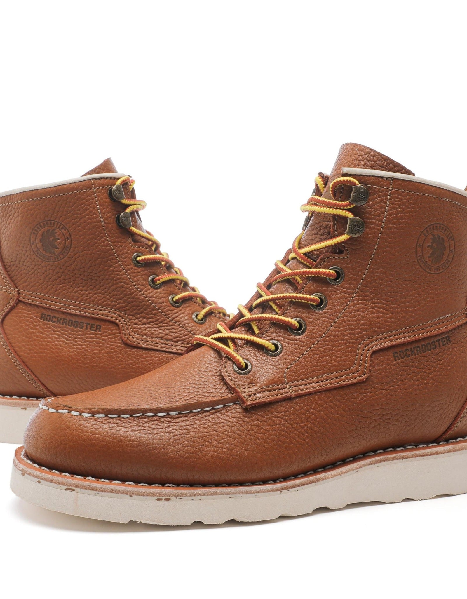 ROCKROOSTER Norwood Men's 6 inch Brown soft toe wedge work boots with