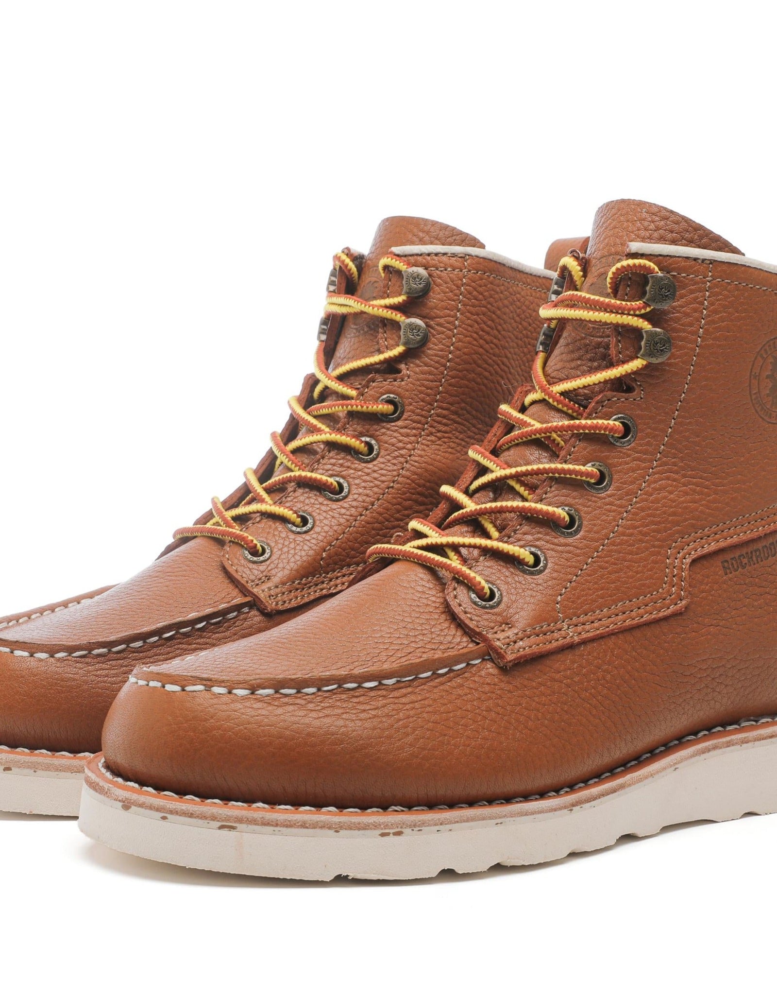 ROCKROOSTER Norwood Men's 6 inch Brown soft toe wedge work boots with